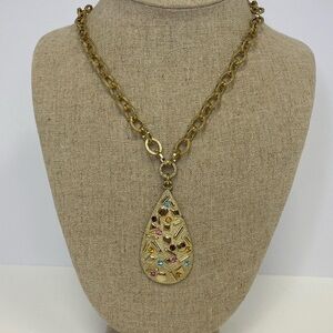 Sarah Coventry Sultana Confetti Rhinestone Crystal Pendant Necklace Vintage
